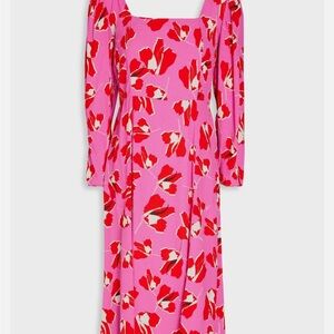 NWT DVF Floral Pink and Red Dress